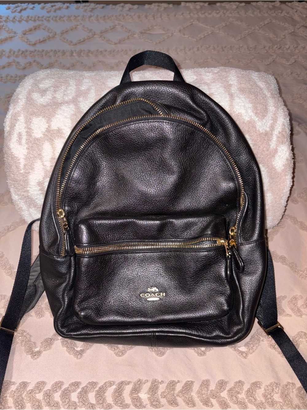 Coach Black Leather Backpack Purse